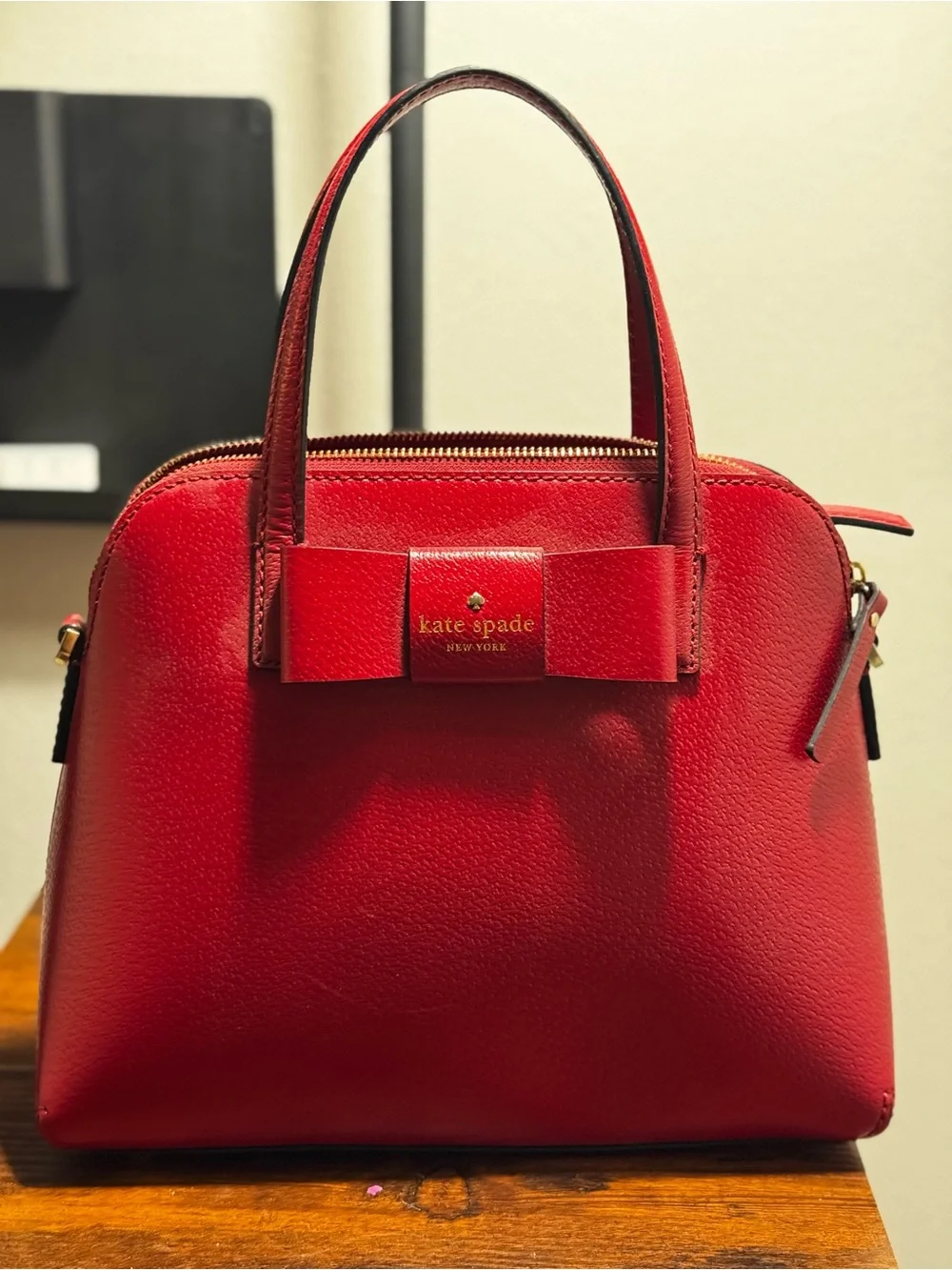 Kate Spade Matthews Street Maise Bow Satchel Red Leather Crossbody